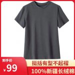 23春夏新疆棉简约质感时尚休闲圆领纯色短袖经典基础T恤商务男士